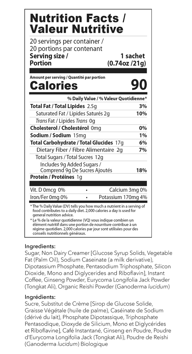 Cafe Supreme - Nutritional Fact